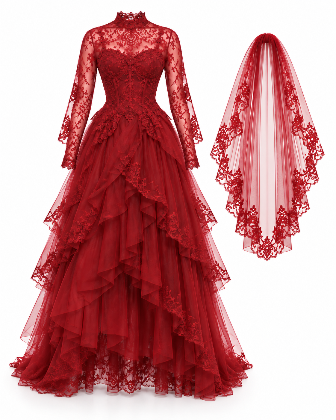 Crimson Afterlife Bride Costume Set