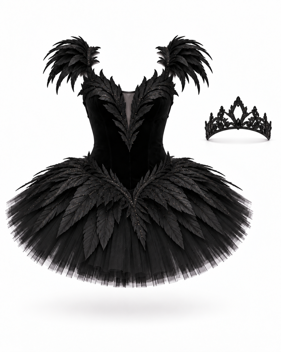 Midnight Swan Feather Tutu Costume Set